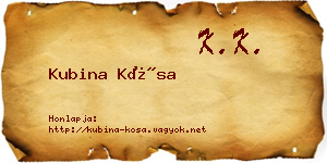 Kubina Kósa névjegykártya
